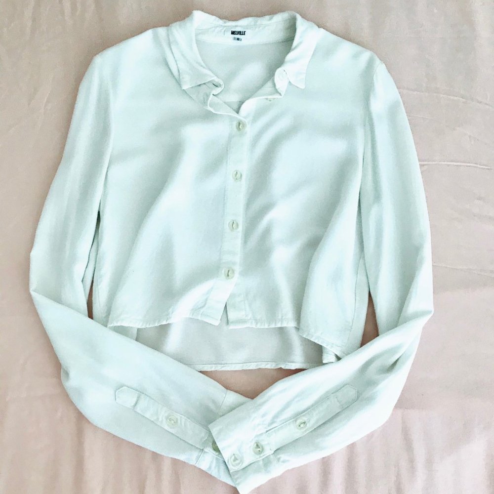 BRANDY MELVILLE Long Sleeve Button Cropped Blouse